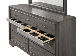 English Elm Traditional Full 5PC Storage Bedroom Set in Gray – Elegant Engineered Wood, Sleek Silver Knobs, Ample Drawer Storage B009S01346