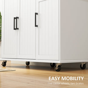 English Elm Homcom Rolling Kitchen Island With Stainless Steel Countertop, Storage, Towel & Spice Rack, White W2225P157908