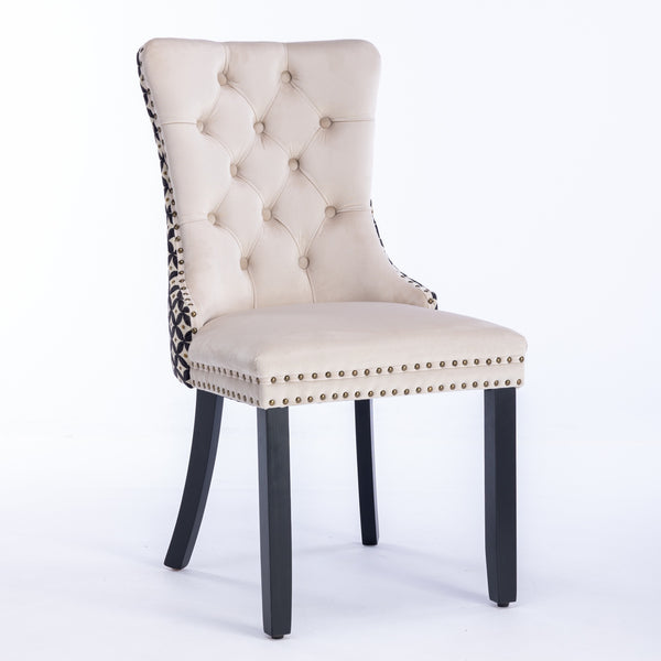 English Elm Classic Velvet Tufted Dining Chair with Solid Wood Frame, High-Density Foam & Steel Spring Support Beige W1143P152035