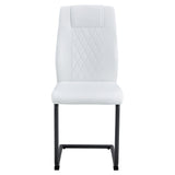 English Elm Modern Dining Chairs With Faux Leather Upholstered Seats - Dining Room Chairs With Metal Legs, Suitable For Kitchen, Living Room, Bedroom, Dining Room Side Chairs, Set Of 4 Pieces (White+Pu Leather)