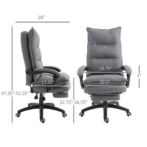English Elm Vinsetto 360° Swivel Executive Chair With Adjustable Height, Reclining Backrest, And Footrest In Grey W2225P157932-GIGA