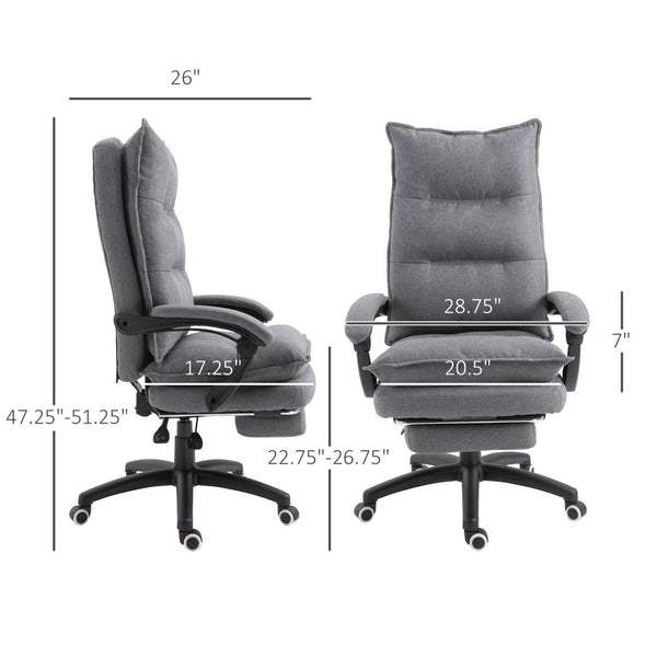 English Elm Vinsetto 360° Swivel Executive Chair With Adjustable Height, Reclining Backrest, And Footrest In Grey W2225P157932-GIGA