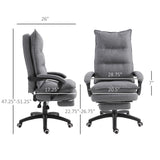 English Elm Vinsetto 360° Swivel Executive Home Office Chair Adjustable Height Linen Style Fabric Recliner With Retractable Footrest and Double Padding, Grey