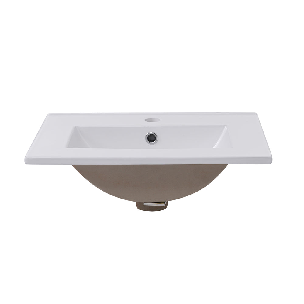 English Elm 20 Inch Modern Small Bathroom Vanity Cabinet with Ceramic Basin, Soft-Close Door & Storage White WF318756AAK