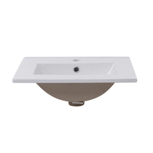 English Elm 20 Inch Modern Small Bathroom Vanity Cabinet with Ceramic Basin, Soft-Close Door & Storage White WF318756AAK