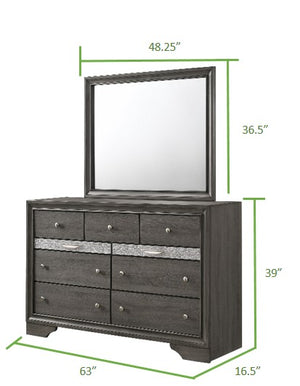 English Elm Traditional Full 5PC Storage Bedroom Set in Gray – Elegant Engineered Wood, Sleek Silver Knobs, Ample Drawer Storage B009S01346