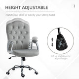 English Elm Vinsetto Home Office Chair, Velvet Computer Chair, Button Tufted Desk Chair With Swivel Wheels, Adjustable Height, and Tilt Function, Light Gray