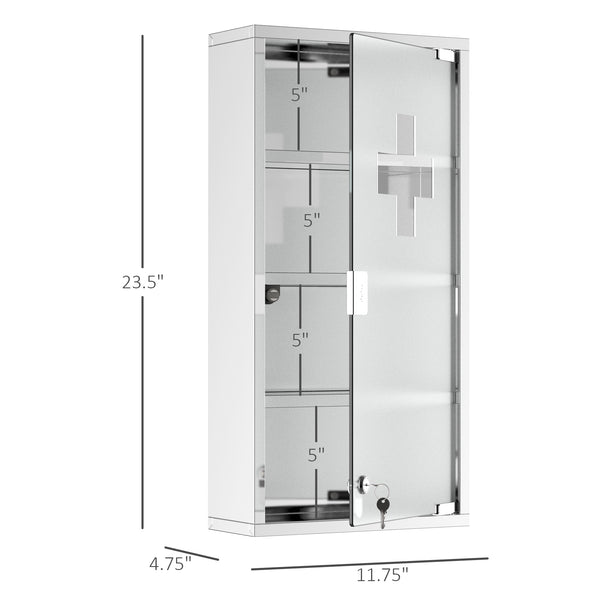 English Elm Kleankin Wall Mounted Medicine Cabinet – Lockable Stainless Steel Organizer With 4 Shelves & Glass Door W2225P157925