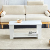 English Elm A Modern and Minimalist White Double Layered Rectangular Coffee Table and Coffee Table. Mdf Material Is More Durable and Suitable For Living Rooms, Bedrooms, and Study Rooms. 19.6 "*35.4"*16.5 "Ct-16