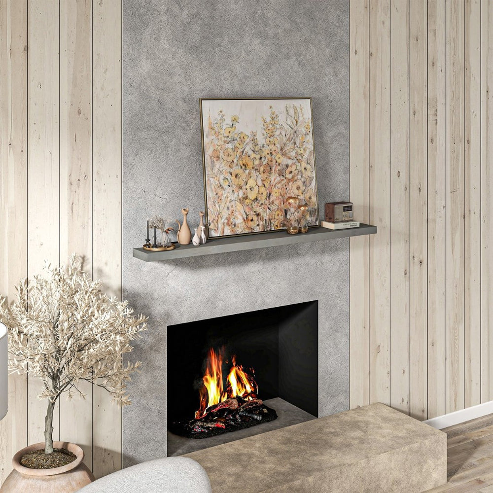 English Elm Homcom Rustic Floating Mantel Shelf Solid Fir Wood Farmhouse Wall Mount with Bracket W2225P157918