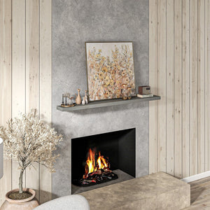 English Elm Homcom Rustic Floating Mantel Shelf Solid Fir Wood Farmhouse Wall Mount with Bracket W2225P157918