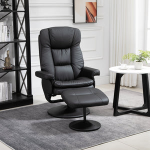 English Elm HOMCOM Swivel Recliner with Ottoman - PU Leather Reclining Chair 135° Comfort, Padded Support W2225P157915