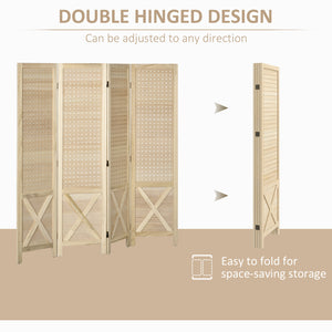 English Elm Homcom 4-Panel Folding Pegboard Room Divider - Stylish Privacy Screen & Storage Solution For Home W2225P157924