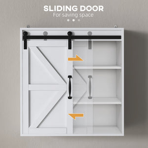 English Elm Kleankin Farmhouse Bathroom Wall Cabinet With Sliding Barn Door & Adjustable Shelves For Space-Saving W2225P157920