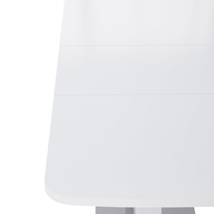 English Elm Modern Rectangle Dining Table Stretchable White MDF Top with X-Shape Steel Legs, Seats 6, 62" Max W757S00019