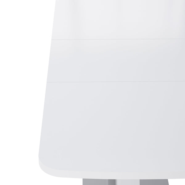 English Elm Modern Rectangle Dining Table Stretchable White MDF Top with X-Shape Steel Legs, Seats 6, 62" Max W757S00019