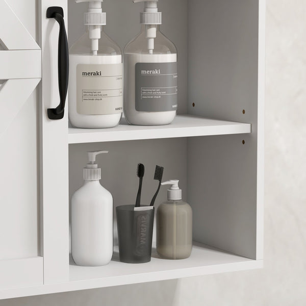 English Elm Kleankin Farmhouse Bathroom Wall Cabinet With Sliding Barn Door & Adjustable Shelves For Space-Saving W2225P157920