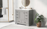 English Elm 36" Bathroom Vanity With Sink Combo, Six Drawers, Multi-Functional Drawer Divider, Adjustable Shelf, Grey