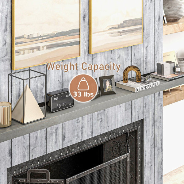 English Elm Homcom Rustic Floating Mantel Shelf Solid Fir Wood Farmhouse Wall Mount with Bracket W2225P157918