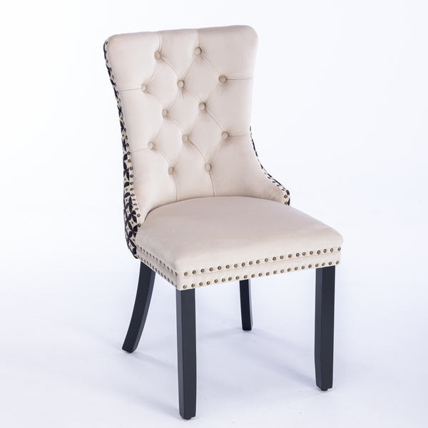 English Elm Classic Velvet Tufted Dining Chair with Solid Wood Frame, High-Density Foam & Steel Spring Support Beige W1143P152035