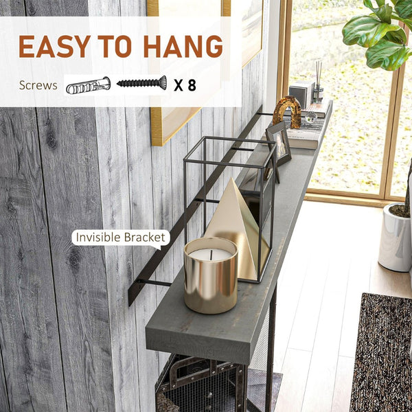 English Elm Homcom Rustic Floating Mantel Shelf Solid Fir Wood Farmhouse Wall Mount with Bracket W2225P157918