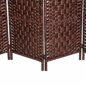 English Elm HOMCOM 6' Tall Wicker Weave 6-Panel Folding Room Divider with Arched Top and Portable Design Brown W2225P157928