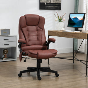 English Elm HOMCOM Microfiber High-Back Massage Office Chair with Heat, 6-Point Vibrating, Recline, Red W2225P157913