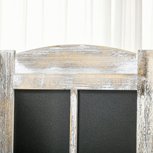 English Elm Homcom 4 Panel Folding Room Divider - Rustic Wood Privacy Screen With Blackboard For Home Office & More W2225P157929