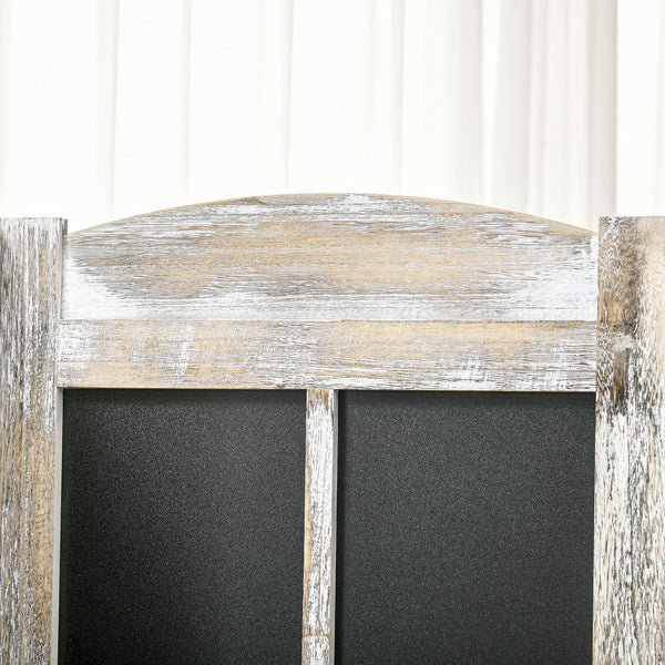 English Elm Homcom 4 Panel Folding Room Divider - Rustic Wood Privacy Screen With Blackboard For Home Office & More W2225P157929