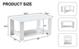 English Elm A Modern and Minimalist White Double Layered Rectangular Coffee Table and Coffee Table. Mdf Material Is More Durable and Suitable For Living Rooms, Bedrooms, and Study Rooms. 19.6 "*35.4"*16.5 "Ct-16