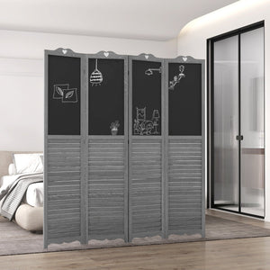 English Elm Homcom 4-Panel Folding Room Divider With Writable Blackboard - Stylish Privacy Screen For Home & Office W2225P157903