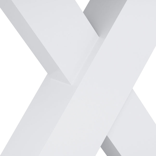 English Elm Modern Rectangle Dining Table Stretchable White MDF Top with X-Shape Steel Legs, Seats 6, 62" Max W757S00019