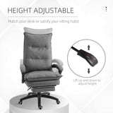 English Elm Vinsetto 360° Swivel Executive Home Office Chair Adjustable Height Linen Style Fabric Recliner With Retractable Footrest and Double Padding, Grey