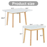 Hearth and Haven White Sintered Stone Tabletop with Rubber Wooden Legs, Foldable Computer Desk, Foldable Office Desk, Suitable For Restaurants, Living Rooms, Terraces, Kitchens W1151P145183