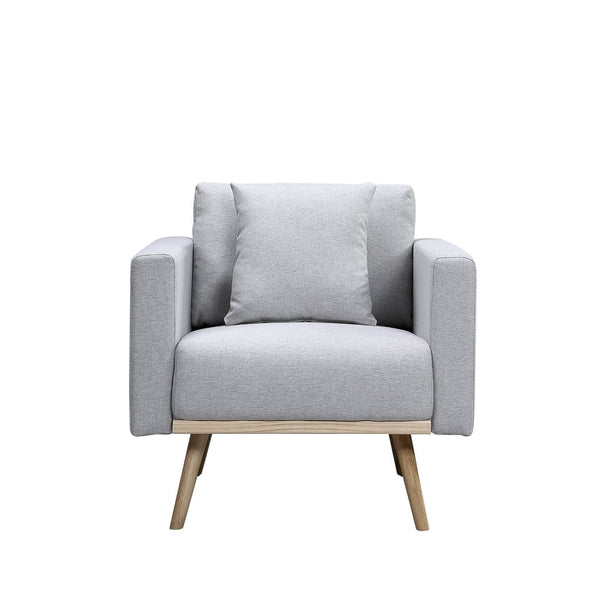 English Elm Easton Linen Accent Chair with Usb Port Side Pockets and Solid Wood Legs B061P435318