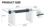 English Elm Modern Minimalist Transparent Tempered Glass Coffee Table , Paired With White Mdf Decorative Columns. Computer Desk. Game Table. Ct-1546