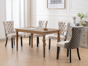 English Elm Classic Velvet Tufted Dining Chair with Solid Wood Frame, High-Density Foam & Steel Spring Comfort Beige W1143P152035