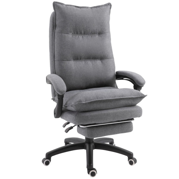 English Elm Vinsetto 360° Swivel Executive Chair With Adjustable Height, Reclining Backrest, And Footrest In Grey W2225P157932-GIGA