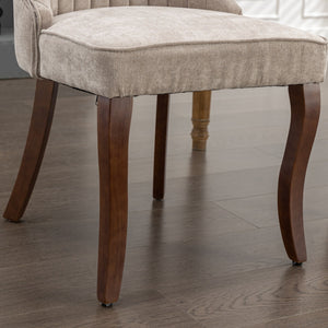 English Elm Rayon High-Back Dining Chair Set with Plush Flocking Upholstery, Rebound Sponge Cushion & Solid Wood Legs Beige W1143P151492