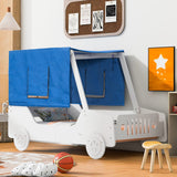 Twin Size Car Shaped Bed with Tents, White