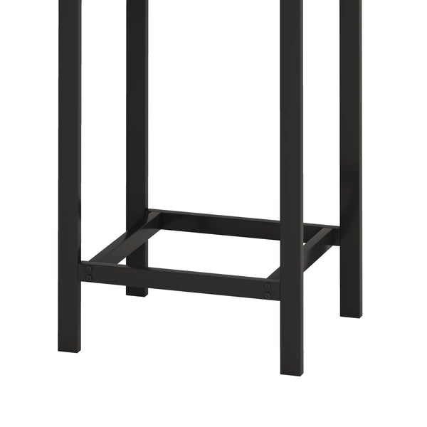 English Elm Modern Long Dining Table Set with Hanging Stools, Space-Saving MDF Top, Iron Frame Durability and Style Natural+Black W757P314433