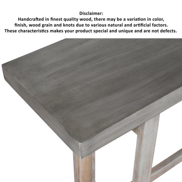 English Elm 59 Inch Artisan Sideboard Console Table with Mango Wood Top, Distressed Gray Farmhouse Elegance, Geometric Base B056P158050