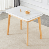 Hearth and Haven White Sintered Stone Tabletop with Rubber Wooden Legs, Foldable Computer Desk, Foldable Office Desk, Suitable For Restaurants, Living Rooms, Terraces, Kitchens W1151P145183