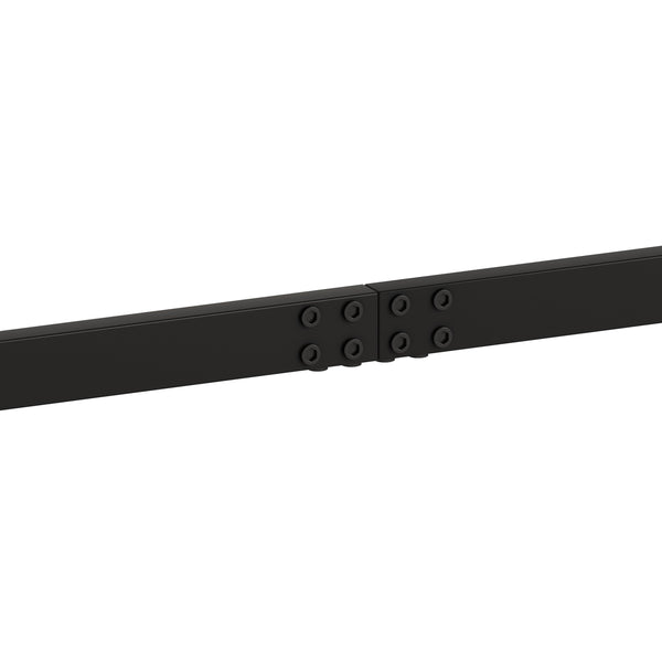 English Elm Modern Long Dining Table Set with Hanging Stools, Space-Saving MDF Top, Iron Frame Durability and Style Natural+Black W757P314433