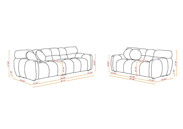 English Elm 102 Inch Linen Modular Sectional Sofa with Hidden Storage and Cloud Cushion Comfort W1099S00100