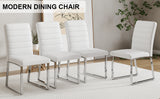 English Elm Set Of 4 Dining Chairs, White Dining Chair Set, Pu Material High Backrest Seats and Sturdy Leg Chairs, Suitable For Restaurants, Kitchens, Living Rooms