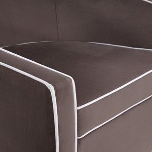 English Elm Kendall Velvet Swivel Accent Chair with Contrasting Welt, Barrel Back Comfort, Durable Style Brown B050P157990