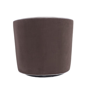 English Elm Kendall Velvet Swivel Accent Chair with Contrasting Welt, Barrel Back Comfort, Durable Style Brown B050P157990