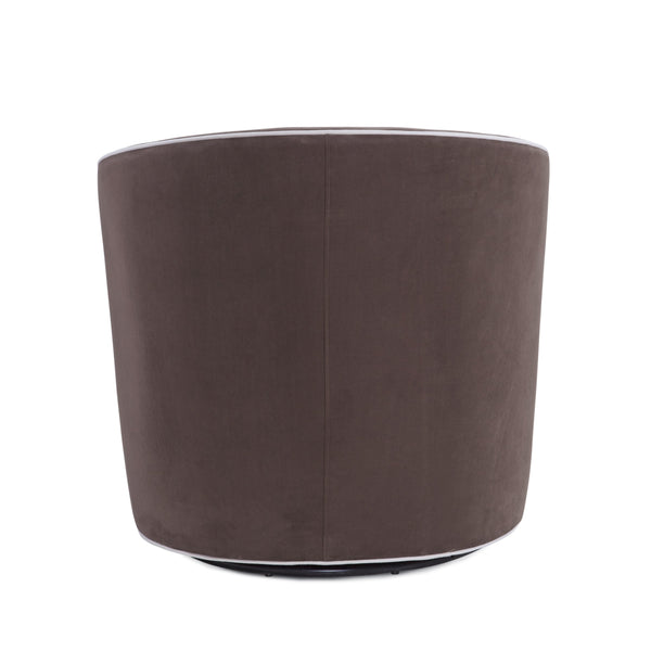 English Elm Kendall Velvet Swivel Accent Chair with Contrasting Welt, Barrel Back Comfort, Durable Style Brown B050P157990