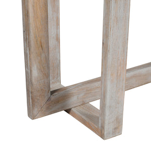 English Elm 59 Inch Artisan Sideboard Console Table with Mango Wood Top, Distressed Gray Farmhouse Elegance, Geometric Base B056P158050
